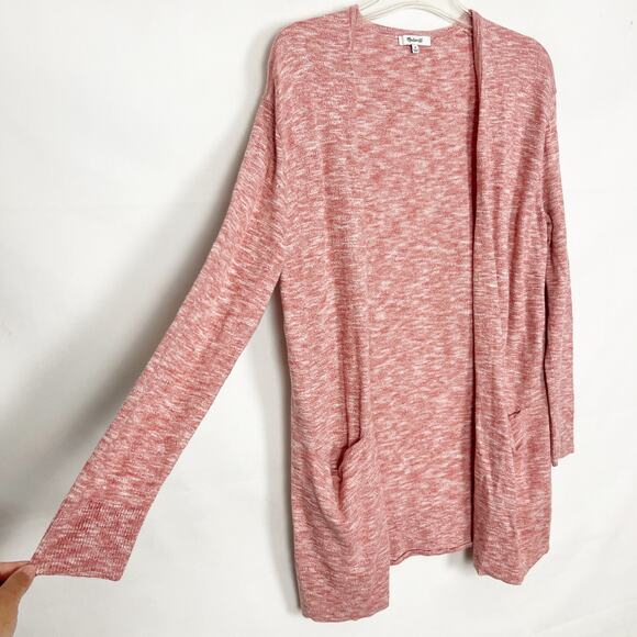 Madewell Space-Dye Blush Pink Open Front Long Cardigan Size Medium - Picture 5 of 12